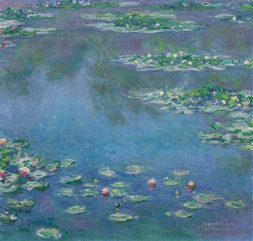 Impressionism Flowers Painting - waterlilies pond blue green Monet Impressionism Flowers